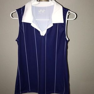 Women’s Sleeveless Striped Golf Polo